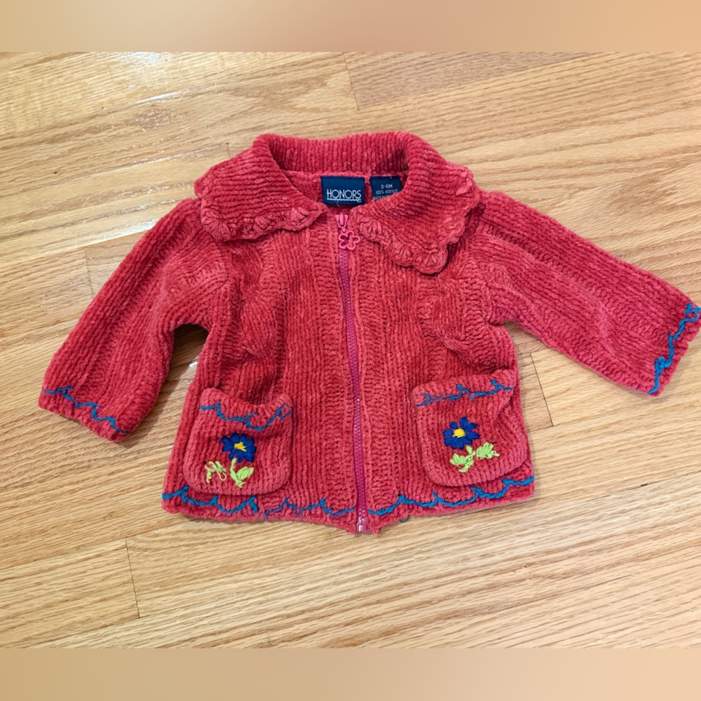 Kids Pink Sweater with Floral Embroidery